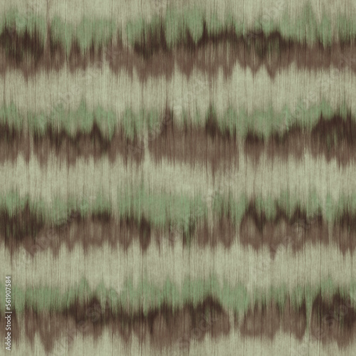 Brown and Green Tie-Dye Effect Textured Striped Pattern