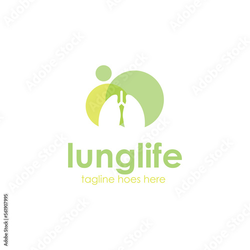 Lung Life Logo Design Template with lung icon and fresh. Perfect for business, company, restaurant, mobile, app, etc