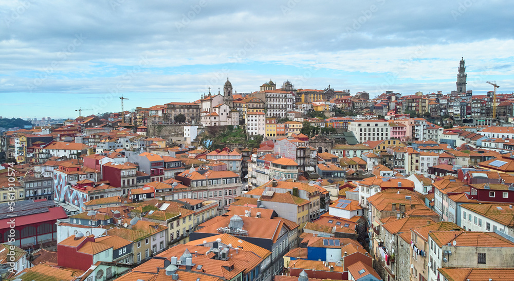 Aerial view of the old city of Porto. High quality photo