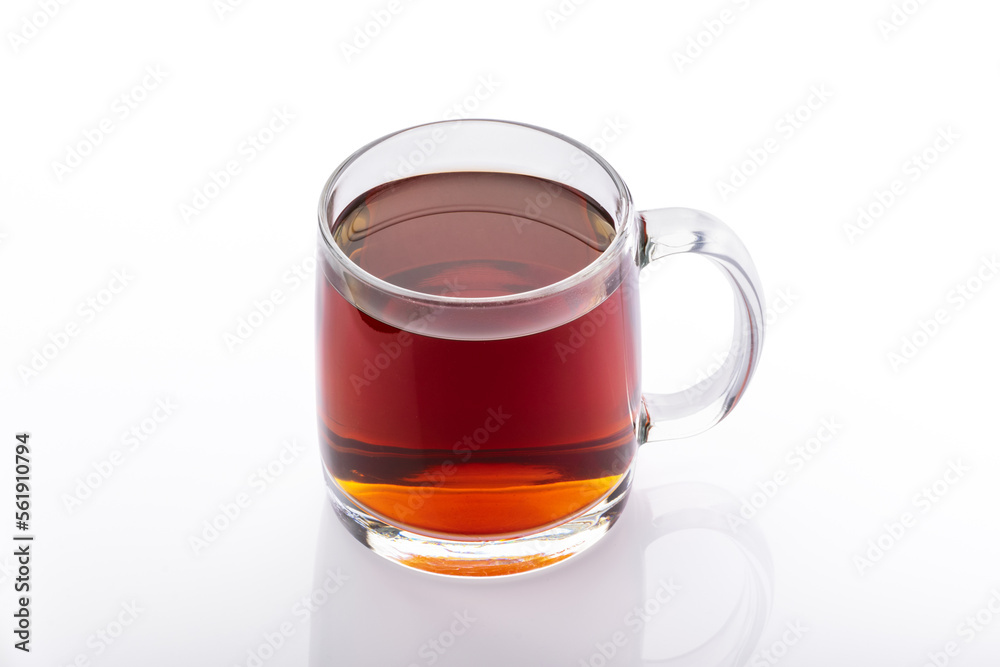 black tea cup on white background with clipping path