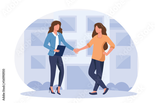 Team working partner together template for web landing page, banner, presentation, social media. Business partnership relation concept idea with people character. Flat vector modern illustration