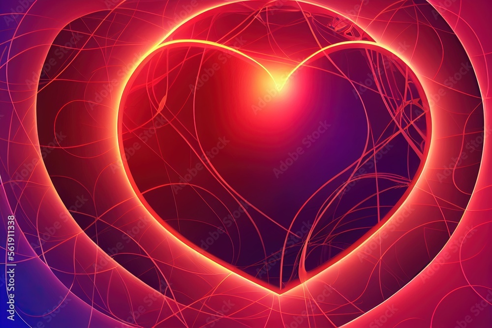 Valentine's day feelings gift heart bright red abstraction, Generative AI