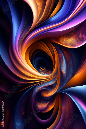 Infinity Geometric Spiral Helical pattern colorful style futuristic. Spiral pattern mosaic as Geometric background loop puzzle reflected. generative ai