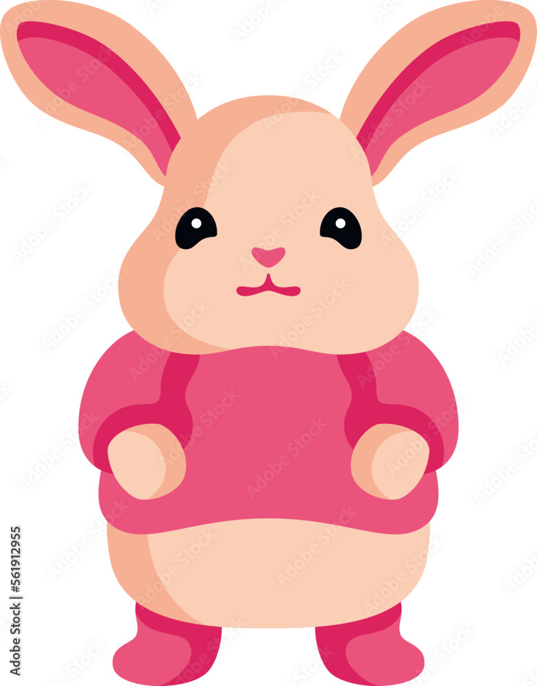Obraz premium Cartoon rabbit toy, isolated. Cute animal illustration.