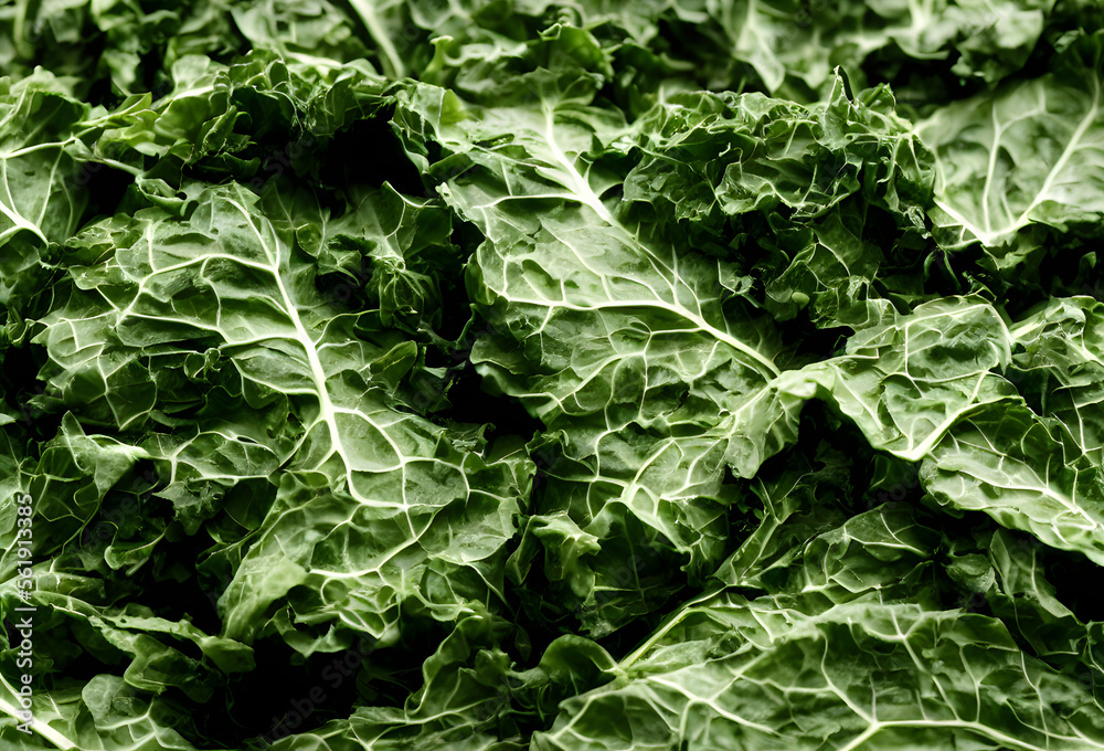 Illustration of cooked collard greens, generative ai Illustration of cooked collard greens, generative ai