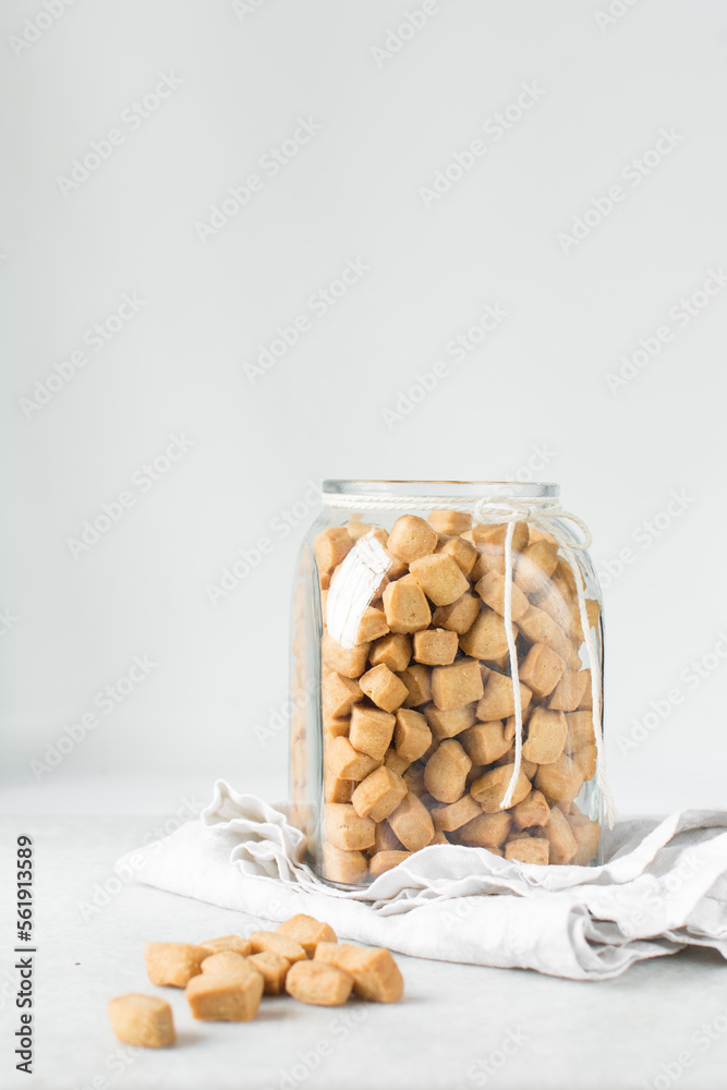 Nigerian Chin chin in a glass jar, Fried chinchin snack in a glass jar