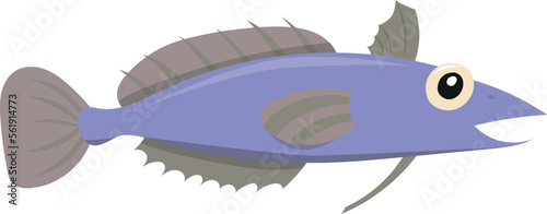 Fish vector cartoon illustration with antarctic spiny icefish (Chaenodraco wilsoni) isolated on white background. Cartoon animal.