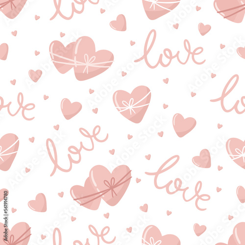 Vector Valentines Day seamless pattern with hand drawn love symbols.