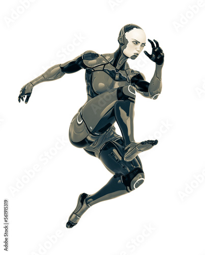 super cyborg girl is jumping fast © DM7