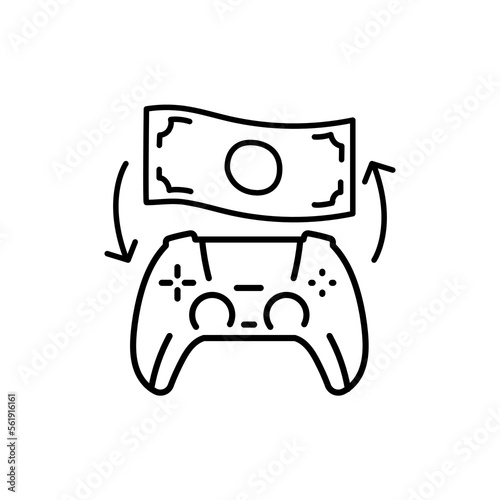 Gamefi exchange color line icon. Blockchain technology in digital crypto art.