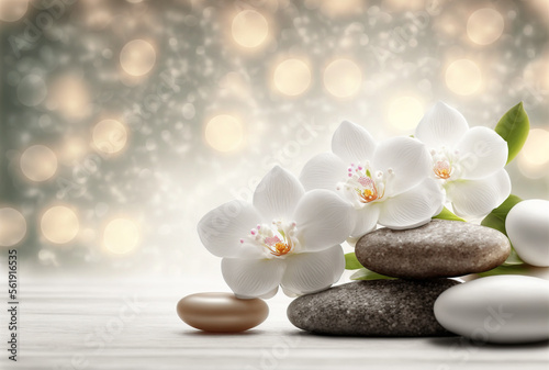 Beautiful spa composition background. Relax still life  spa wellness concept. Generative ai.