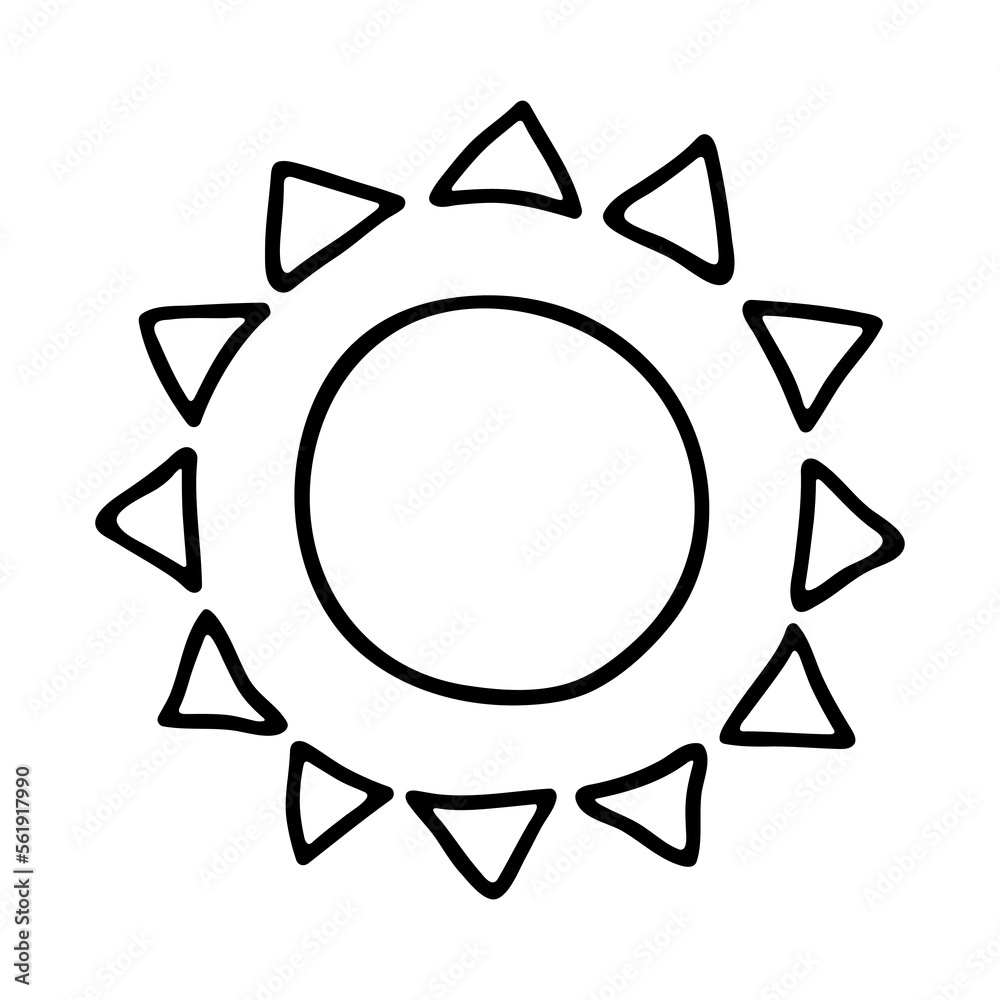 Hand drawn abstract sun symbol. Summer doodle. Single vector element for design Hand drawn abstract sun symbol. Summer doodle. Single vector element for design