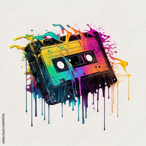 Tape music with dripping colors