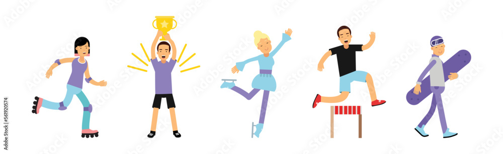 People Characters Doing Different Sport Activity Vector Set People Characters Doing Different Sport Activity Vector Set