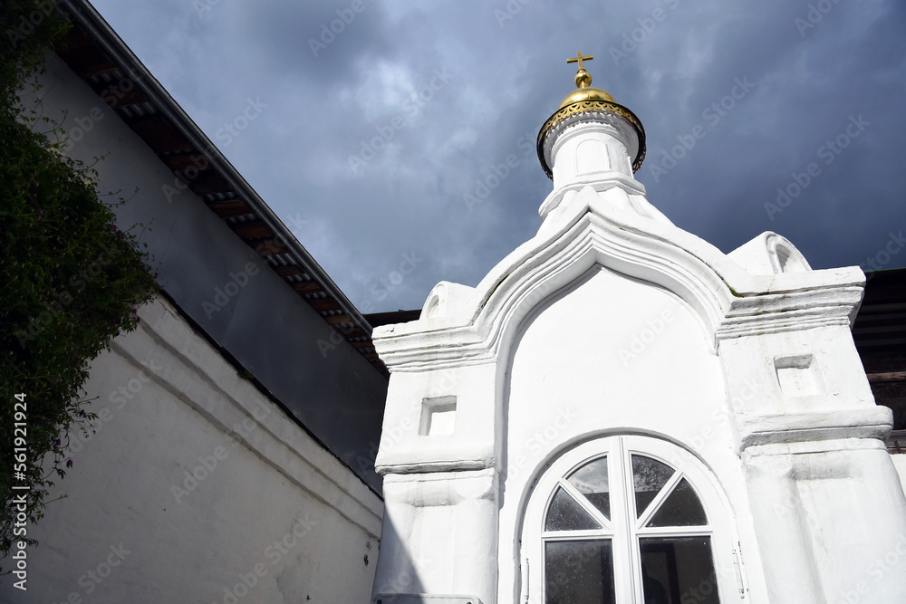 Ancient architecture of Moscow city. Novospassky monastery. Popular landmark.