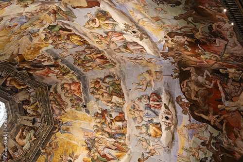 Florence, Italy. Fragment of the fresco of the dome of the cathedral on the theme of the Last Judgment, 1572-1579