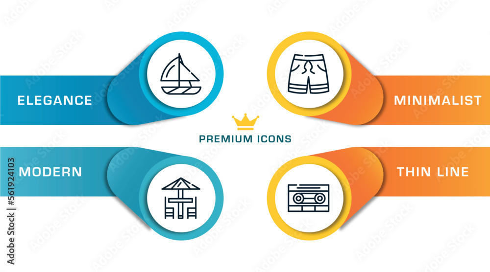 summer outline icons with infographic template. thin line icons such as yatch boat, terrace, swimming trunks, caste vector. summer outline icons with infographic template. thin line icons such as yatch boat, terrace, swimming trunks, caste vector.