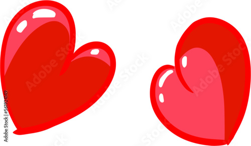 Vector drawing. The big red heart. Means love. On white background, isolated. For Valentine day, for valentines card. The couple of loving hearts.