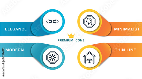 public spaces signals outline icons with infographic template. thin line icons such as turn, winter warning, lightning warning, eatery vector.