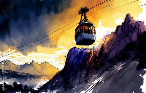 cable car in mountains AI assist