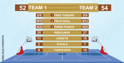 Basketball field statistics. vector illustration