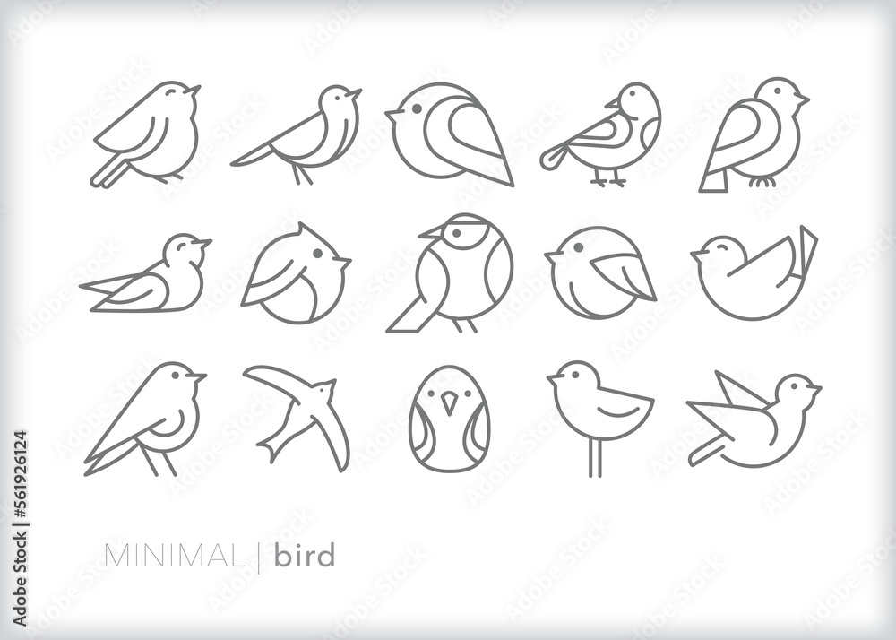 Set of bird line icons