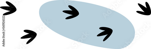 Hand drawn dinosaur footprint with spot background flat icon