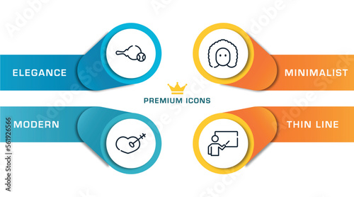 kindergarten outline icons with infographic template. thin line icons such as table tennis, treason, newton, educator vector.