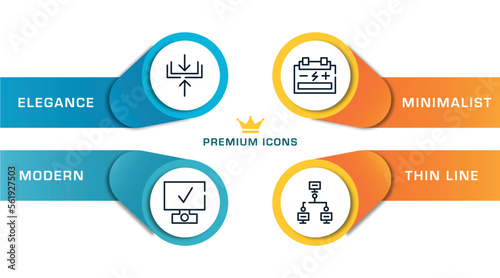 computer outline icons with infographic template. thin line icons such as compression, deployment, accumulator, local network vector.