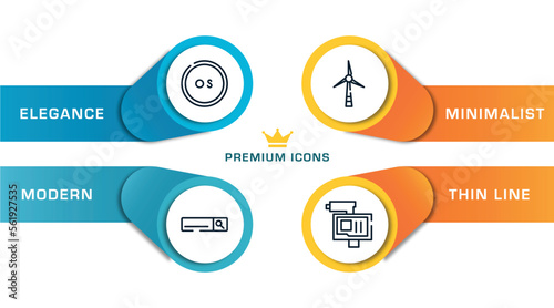 cyber robbery outline icons with infographic template. thin line icons such as operating system, search bar, wind turbine, online robbery vector.