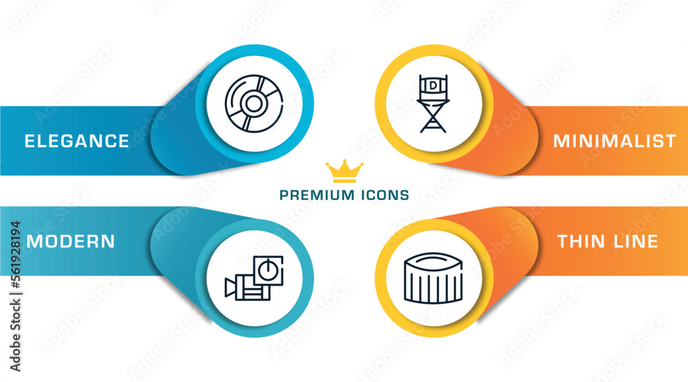 cinema outline icons with infographic template. thin line icons such as dvd, turn on, film director, zoetrope vector. cinema outline icons with infographic template. thin line icons such as dvd, turn on, film director, zoetrope vector.