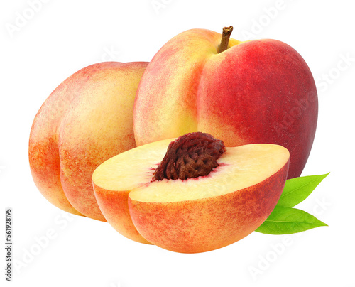 Isolated cut nectarine peaches