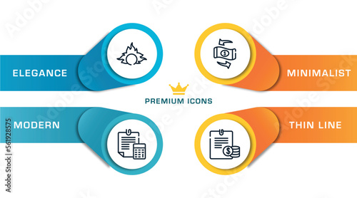 business management outline icons with infographic template. thin line icons such as proof of burn, estimate, convert, planing vector.