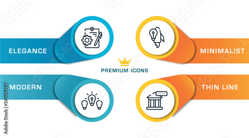 economy outline icons with infographic template. thin line icons such as instructions, difference, start up, bank rate vector.