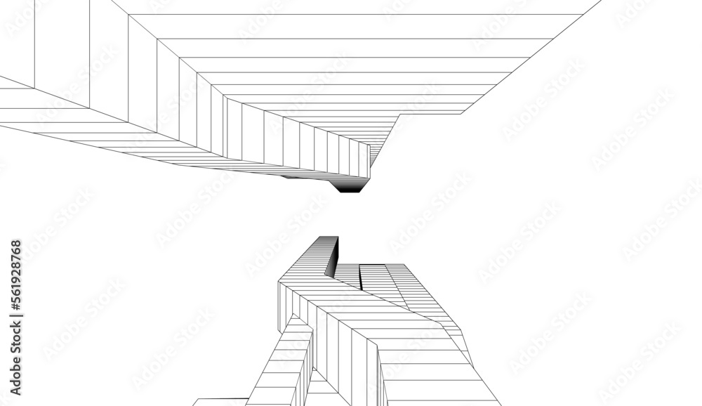 Linear architectural drawing vector illustration