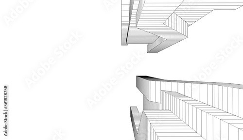 Linear architectural drawing vector illustration