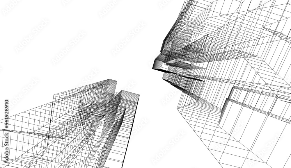 Linear architectural drawing vector illustration Linear architectural drawing vector illustration
