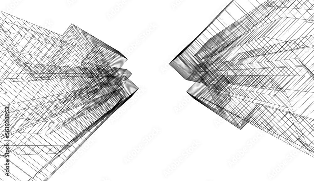 Linear architectural drawing vector illustration Linear architectural drawing vector illustration