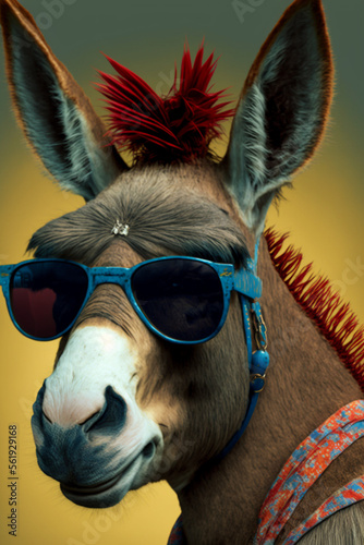 Funky donkey portrait with glasses