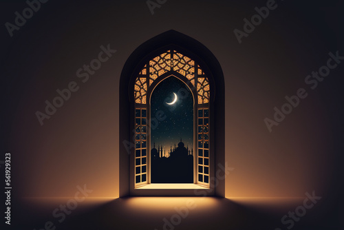 Ramadan Kareem, mawlid, iftar, isra and miraj, eid al fitr adha themed illustration.	