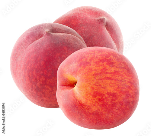 Fototapeta Naklejka Na Ścianę i Meble -  Three peach fruits cut out