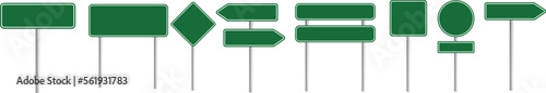Foto Set of Road green traffic sign board