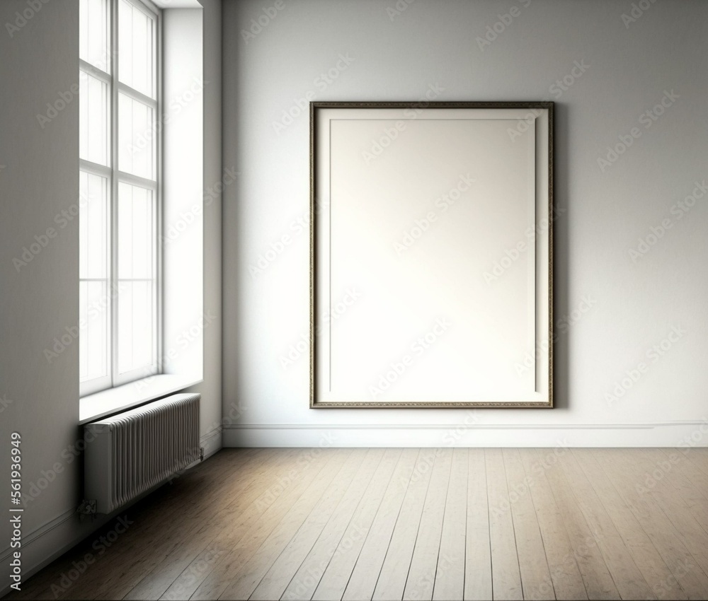 A grand white canvas in a minimalist room is a focal point that encourages reflection. A grand white canvas in a minimalist room is a focal point that encourages reflection.