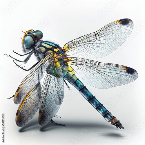 Dragonfly full body image with white background ultra realistic