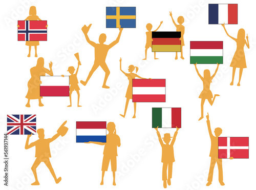 ヨーロッパの国々が国旗を掲げて平和を願う。