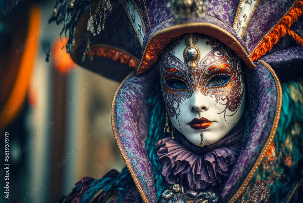 Venetian Carnival Mask - Venice, Italy - illustration - AI Generated