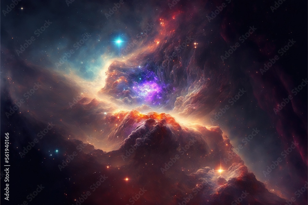 Fototapeta premium Nebula and galaxies in the deep space. Abstract cosmos univese background
