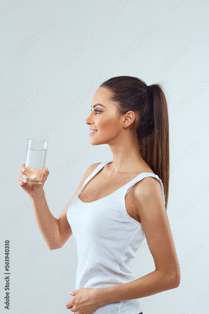 Woman With Glass Of Fresh Water. Healthcare. Drinks. Health, Beauty, Diet Concept. Healthy Lifestyle Eating. Woman With Glass Of Fresh Water. Healthcare. Drinks. Health, Beauty, Diet Concept. Healthy Lifestyle Eating.