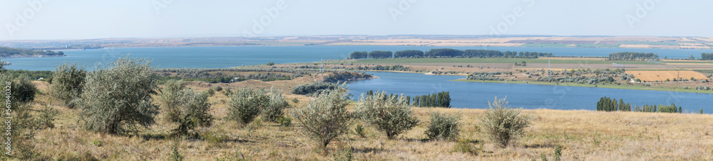 Landscape of the northern part of the Republic of Moldova with the Dniester River.