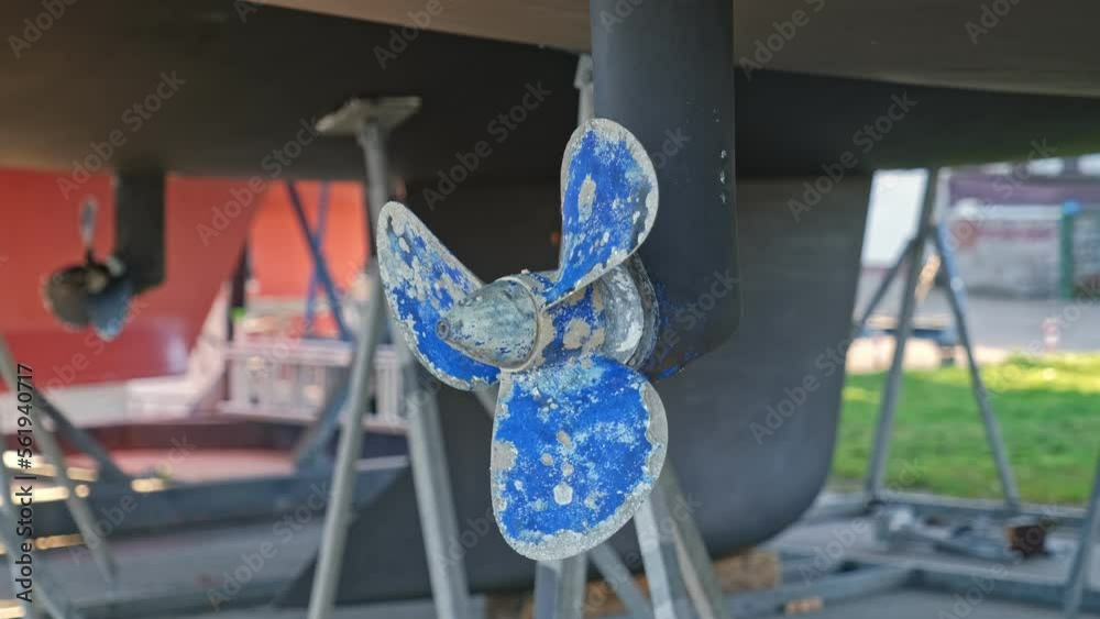 Sea Yacht Sailing Boat Brass Screw Propeller with Signs of Wear and Erosion by Sea Water